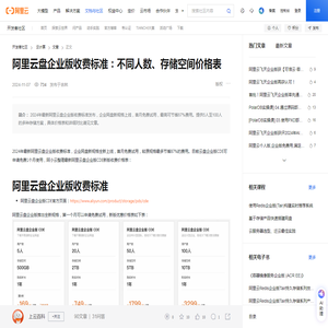 阿里云盘企业版收费标准：不同人数、存储空间价格表-阿里云开发者社区